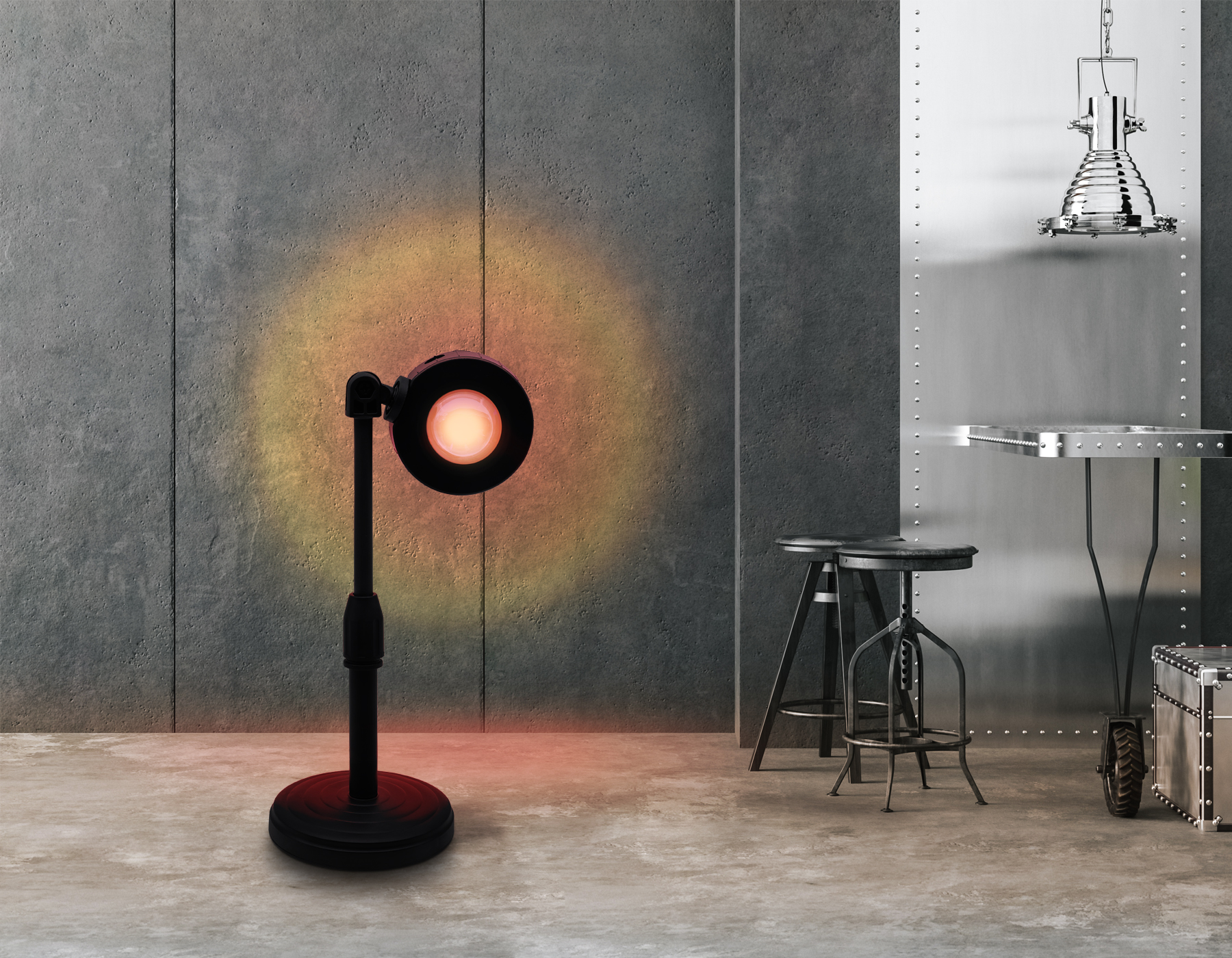 Атмосферная светодиодная настольная лампа с пультом DE8385 BK черный LED RGB 3W (ПДУ RGB)