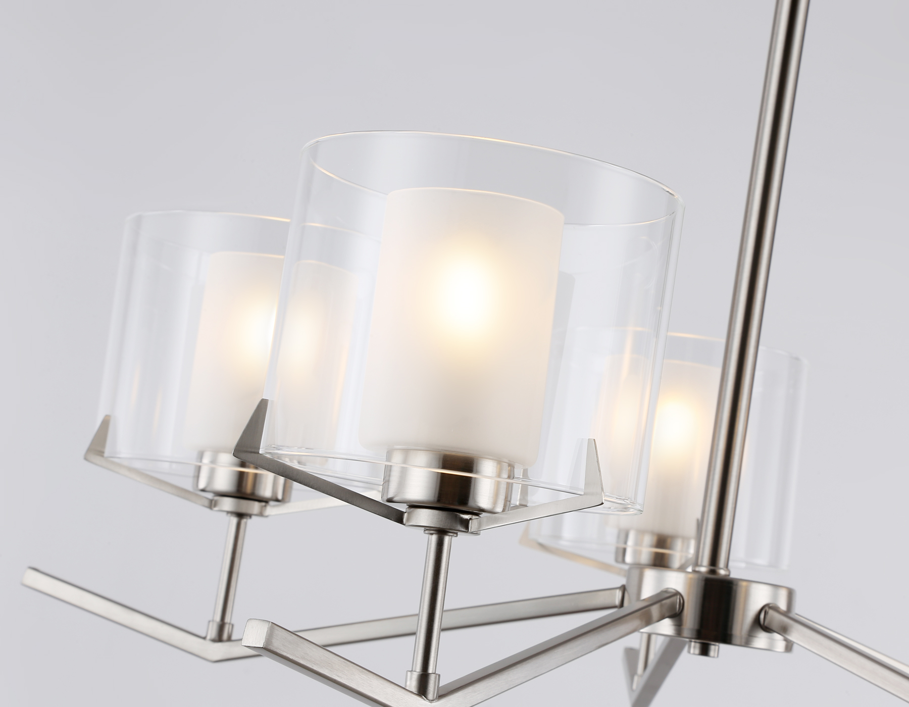 Люстра со стеклянными плафонами на штанге LH57001/5 SN/FR никель/белый матовый E14/5 max 40W D690*390