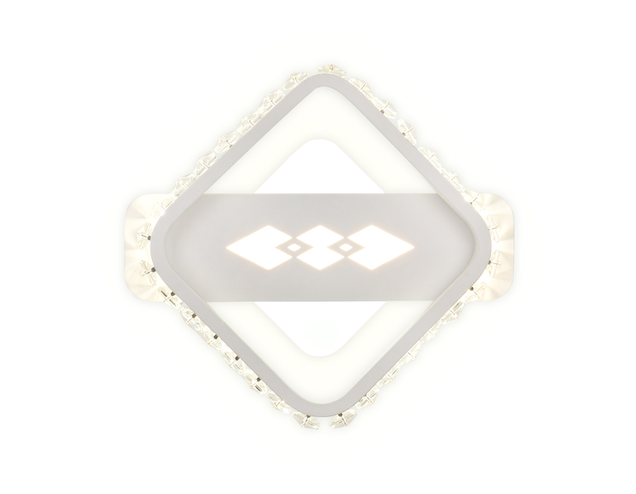 Настенный светодиодный светильник с хрусталем FA225 WH белый LED 6400K+3000K/4200K 24W 200*200*40