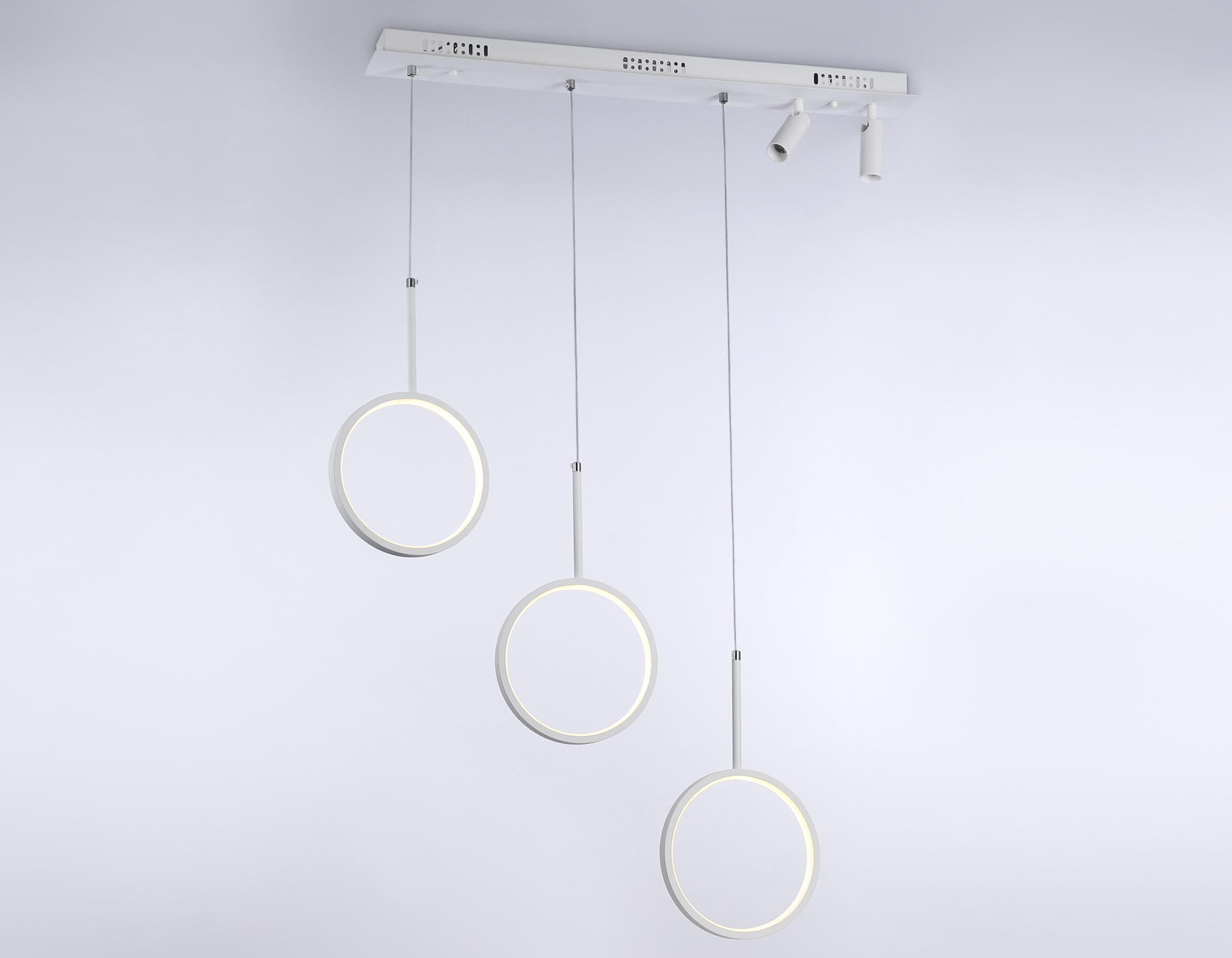 Подвесной светодиодный светильник с пультом FL5277/3+2 WH белый 59W 3000K/4200K/6400K+4200K 800*200*1200 (ПДУ ИК)