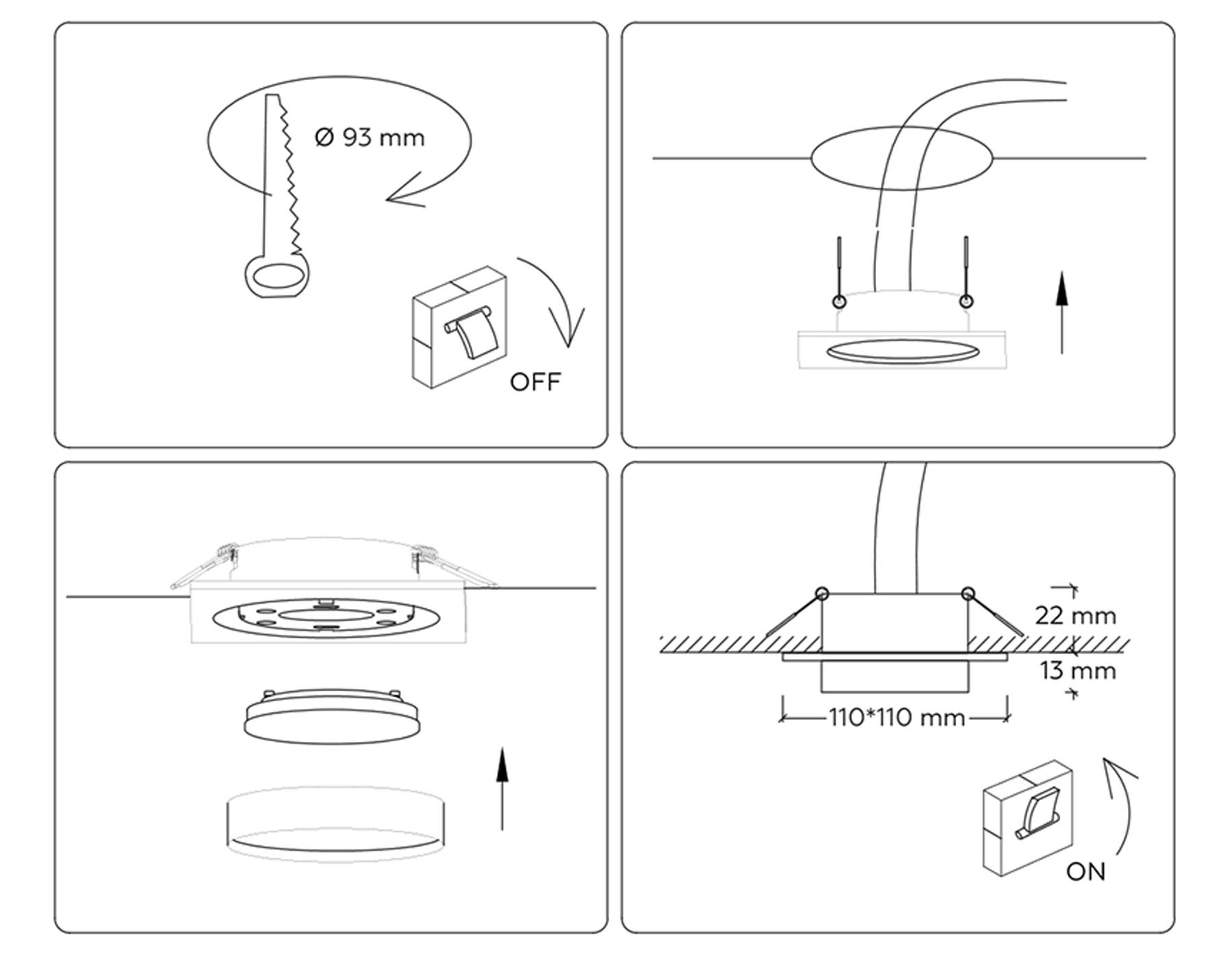 Светильник встраиваемый TN5231 BK черный GX53 110*110*35