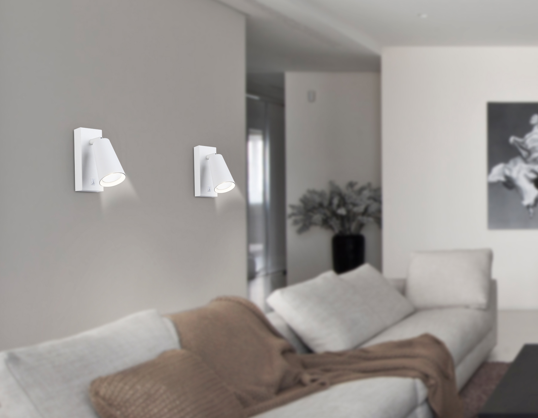 Настенный светильник с выключателем и сменной лампой GU10 TA13141 WH белый GU10 max 12W 145*60*90