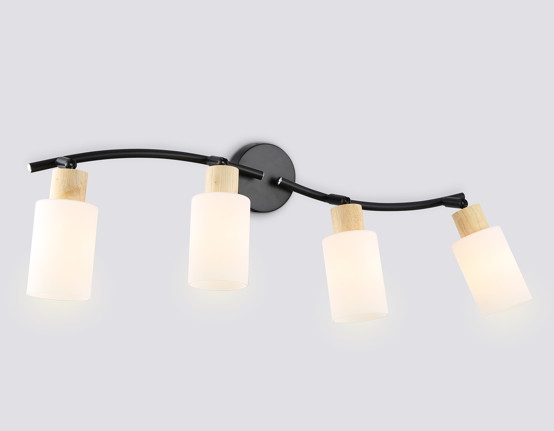 Настенно-потолочный спот в стиле лофт TR8723/4 BK/WD черный/дерево E14/4 max 60W 760*100*210