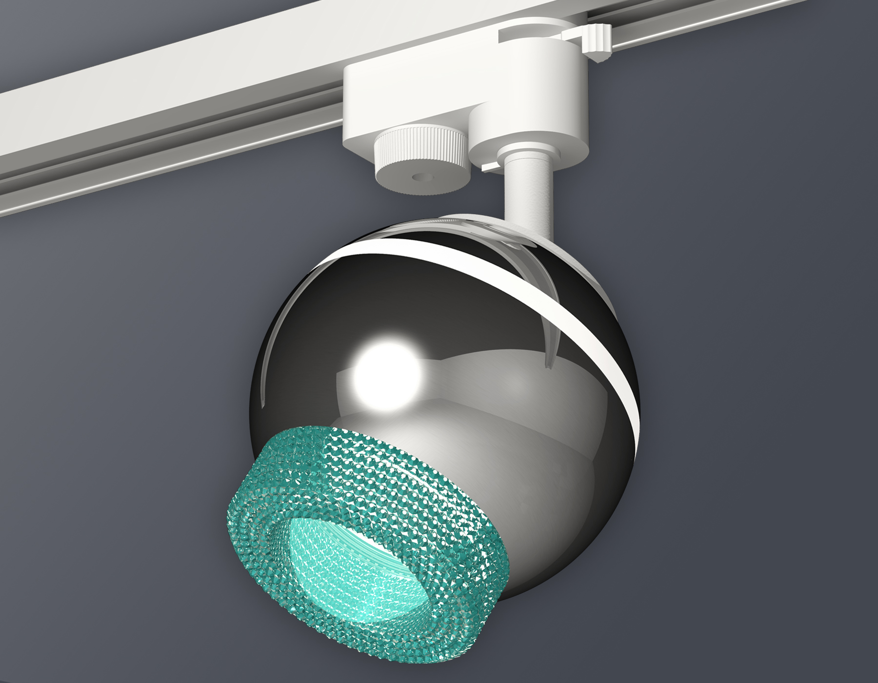 Комплект трекового однофазного светильника с подсветкой XT1104004 PSL/BL серебро полированное/голубой GU5.3 LED 3W 4200K (A2520, C1104, N7194)