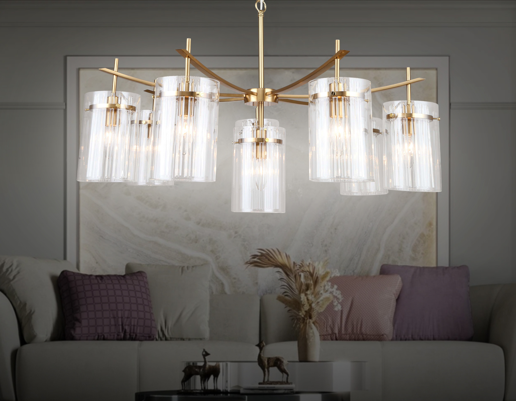 Подвесная люстра LH56033/7+1 BS/CL латунь/прозрачный E14*8 max 40W D790*1200