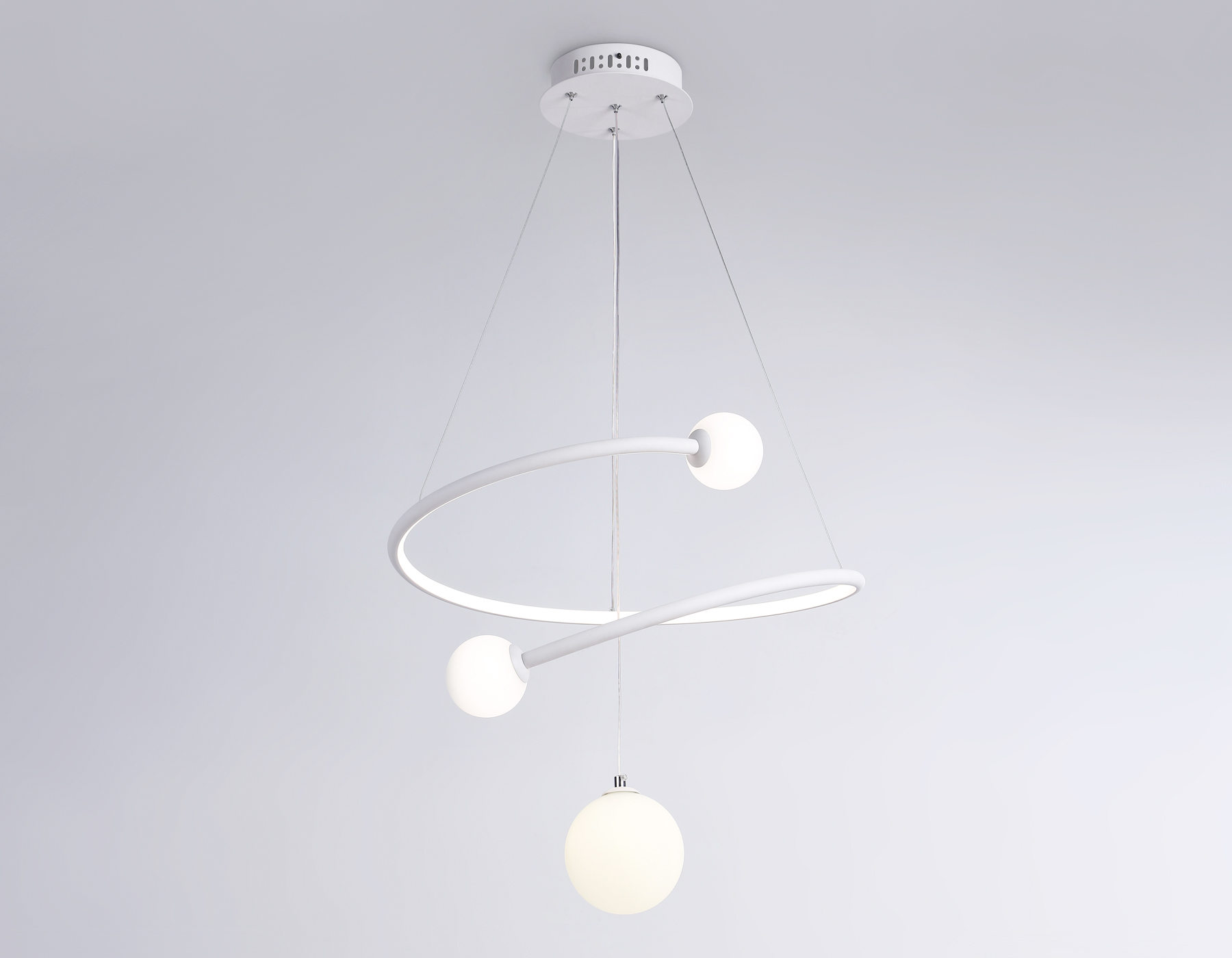 Подвесной светодиодный светильник с пультом управления FL66299 WH белый 39W 3000K-6400K+G9 D500*1200 (ПДУ ИК)