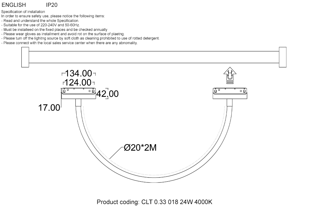 Светильник трековый магнитный Crystal Lux CLT 0.33 018 24W BL 4000K