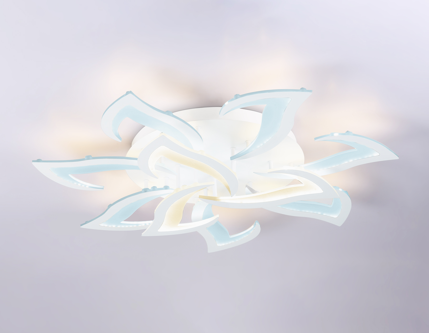 Потолочный светодиодный светильник с пультом FA4473/7+3 WH белый 112W 3000+6400K/4200K/6400+3000K D850*120 (ПДУ ИК)