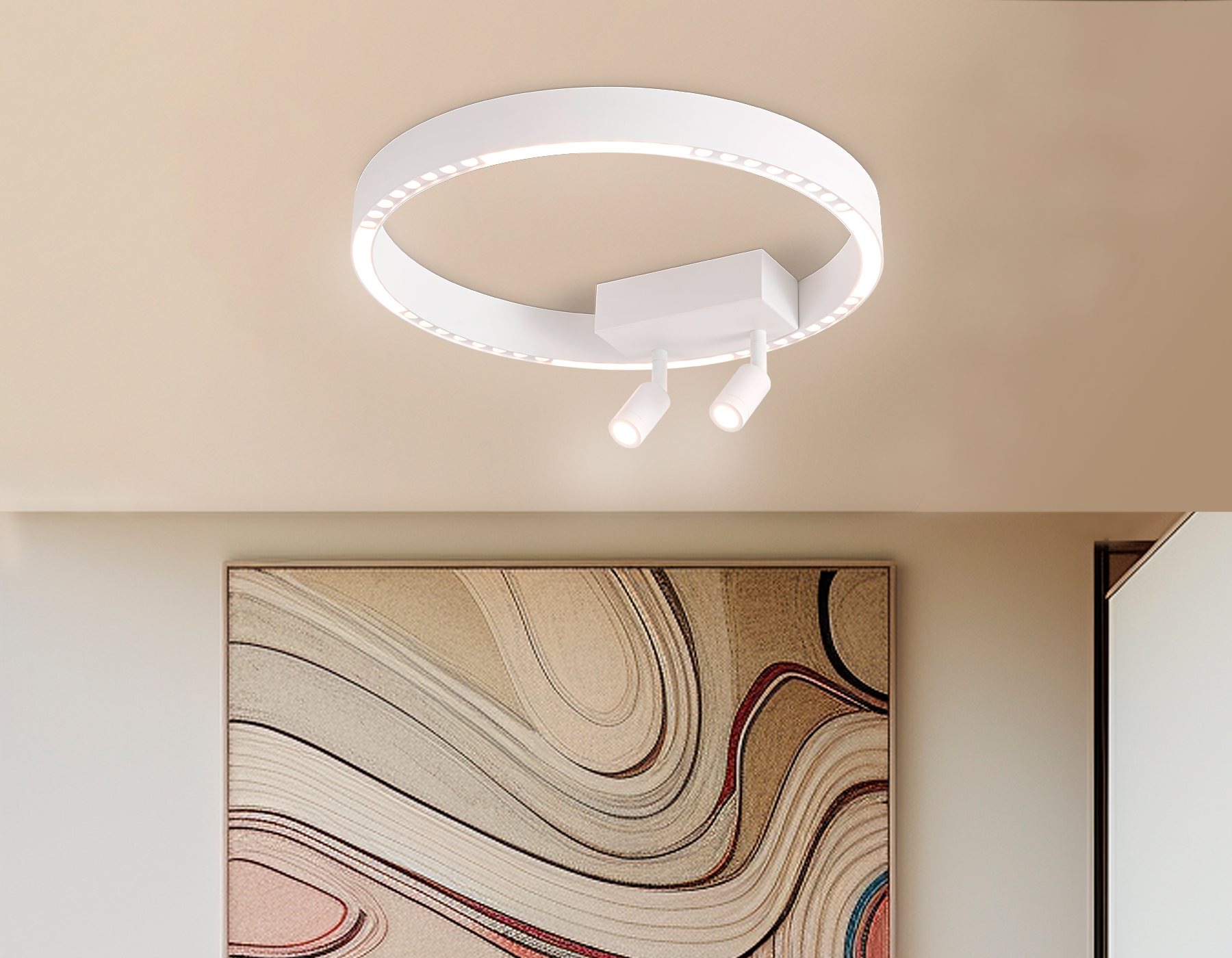 Потолочный светодиодный светильник FL5805/1+2 WH белый 25W 3000K/4200K/6400K D400*95 (без ПДУ)