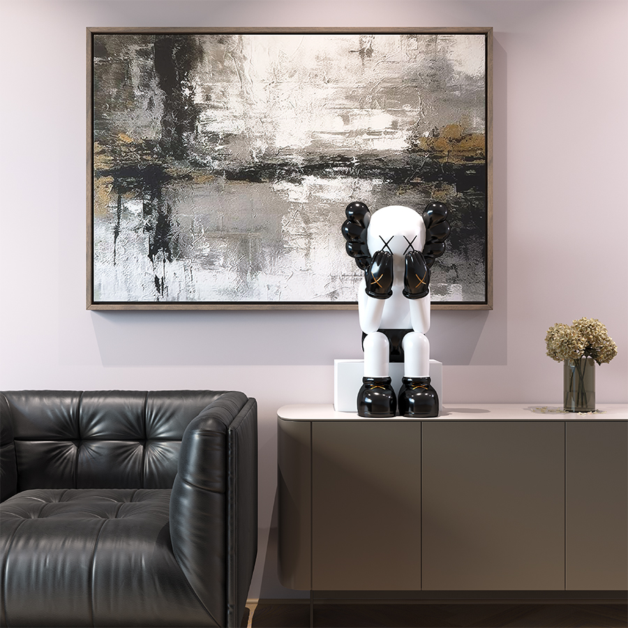 Дизайнерская статуэтка копилка KAWS чрно-белый (9332)