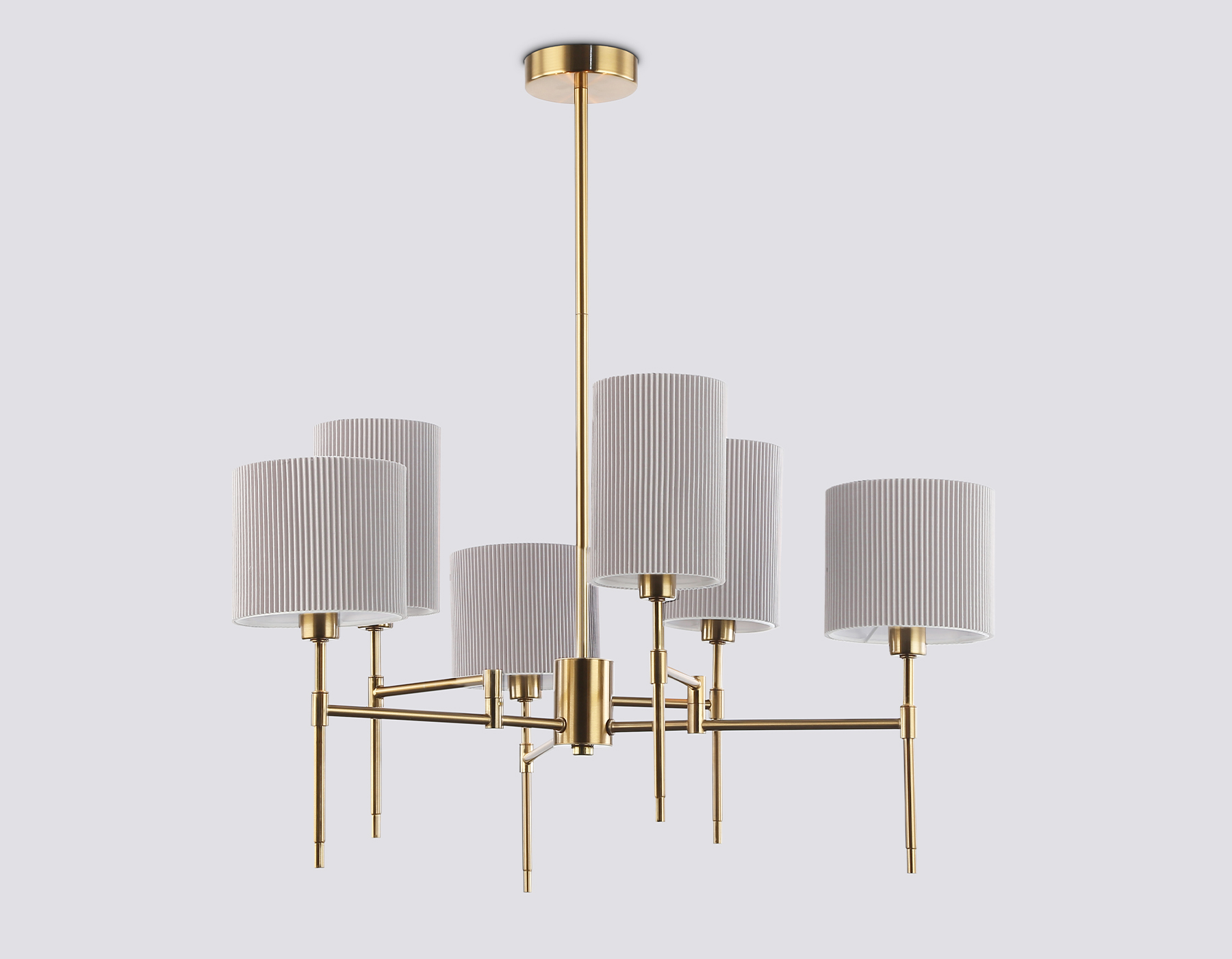 Люстра на штанге с абажурами LH72381/6 BS/GR латунь/серый E14*6 max 40W D690*705