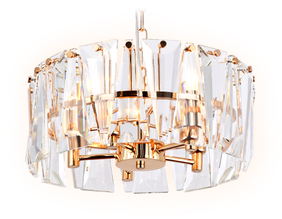 Подвесная люстра с хрусталем TR5167 GD/CL золото/прозрачный E14/5 max 40W D380*515
