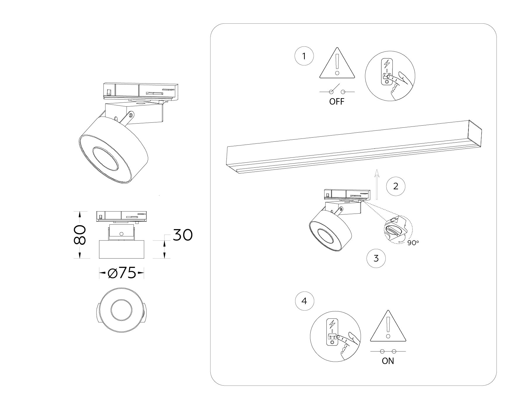 Трековый однофазный светодиодный светильник GL6863 BK черный LED 10W 4200K D75*80