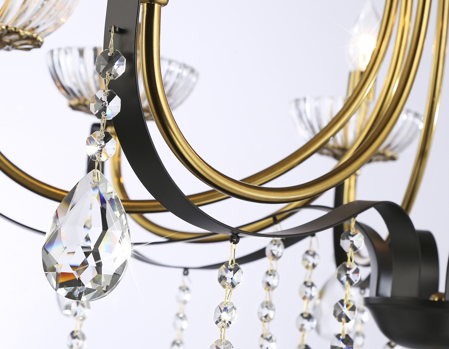 Подвесная люстра с хрусталем TR4953/8 BK/GD/CL черный/золото/прозрачный E14*8 max 40W D740*735