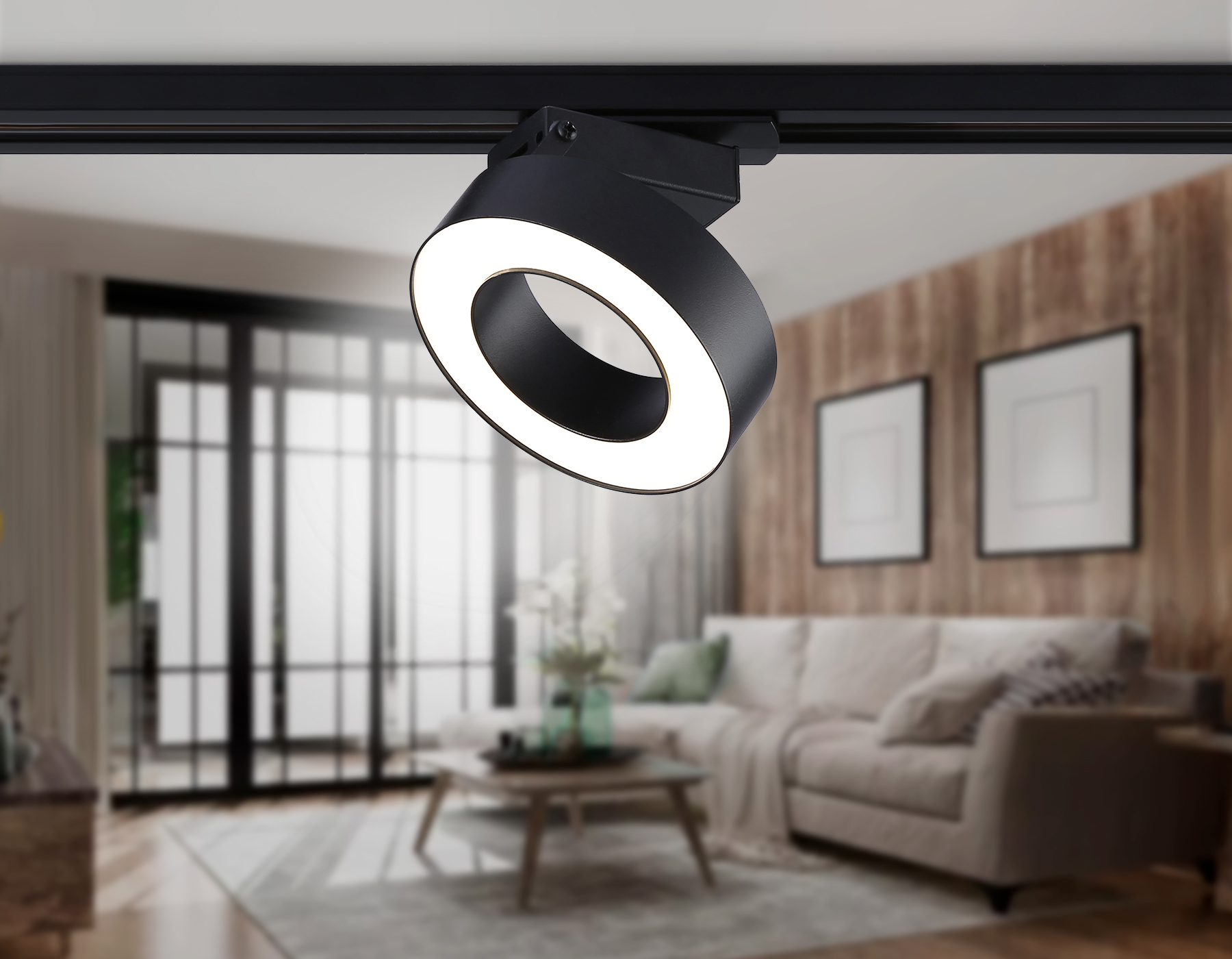 Трековый однофазный светодиодный светильник GL6868 BK черный LED 15W 4200K D115*80