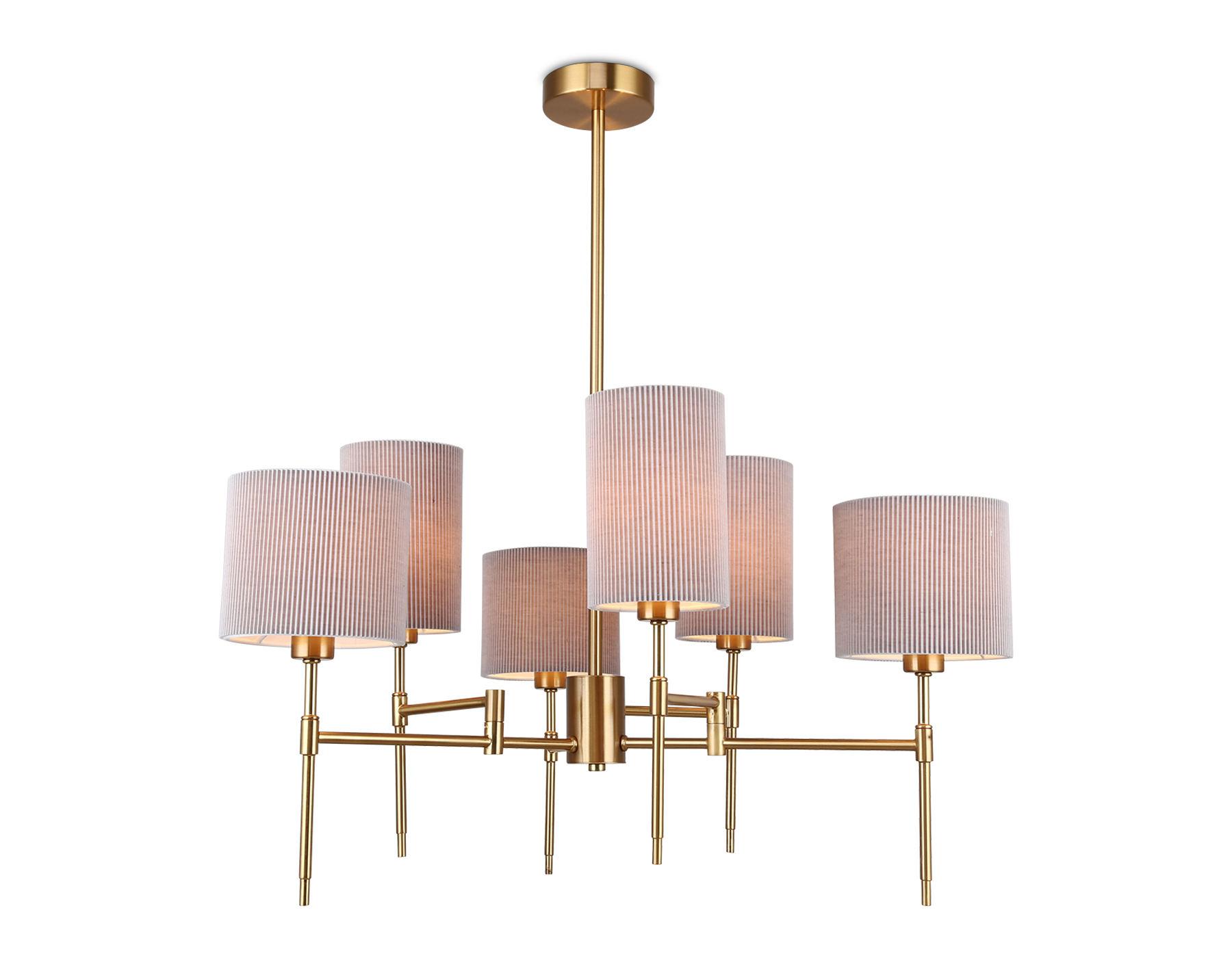 Люстра на штанге с абажурами LH72381/6 BS/GR латунь/серый E14*6 max 40W D690*705