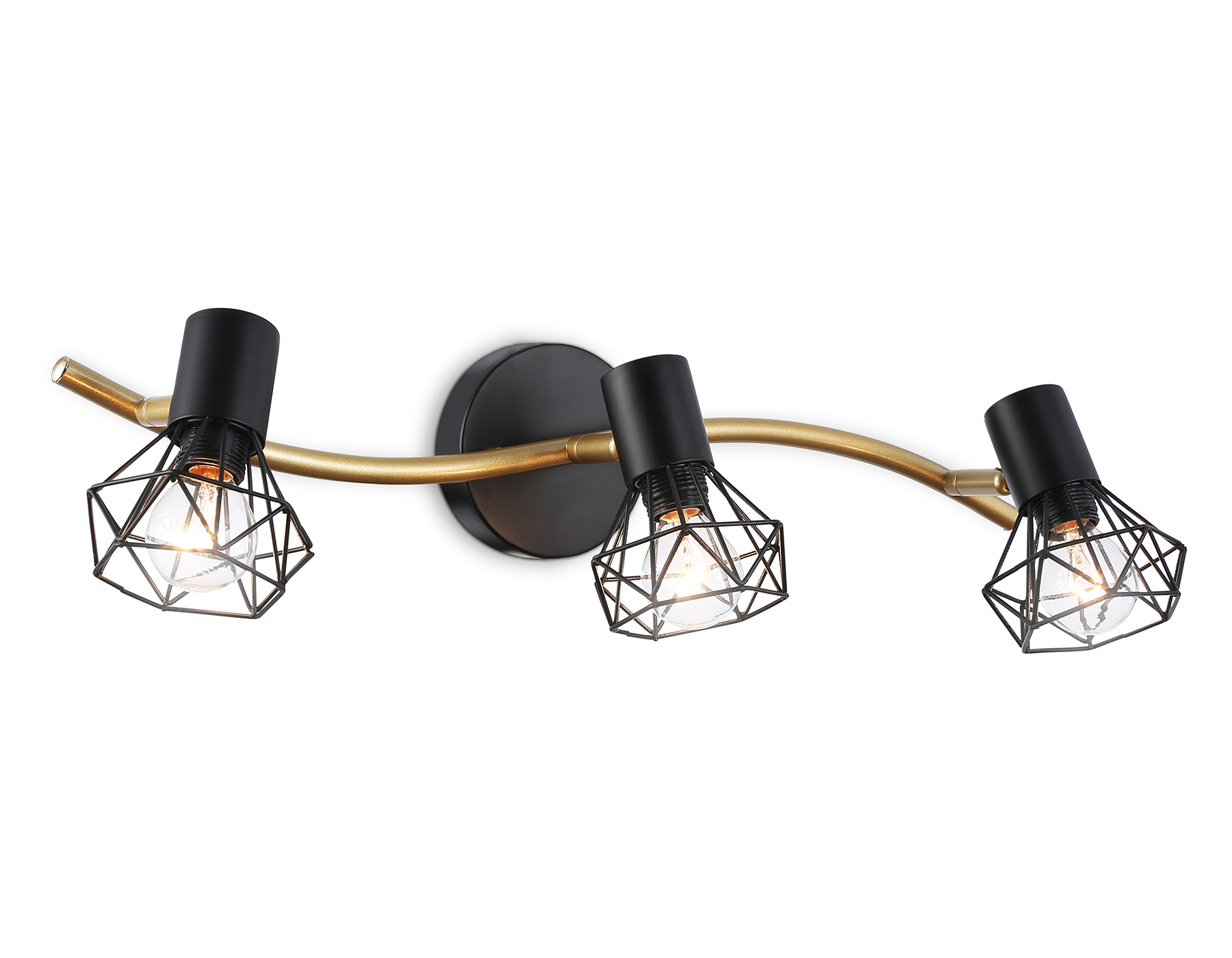 Настенно-потолочный спот в стиле лофт TR8657/3 BK/GD черный/золото E14/3 max 60W 550*100*185