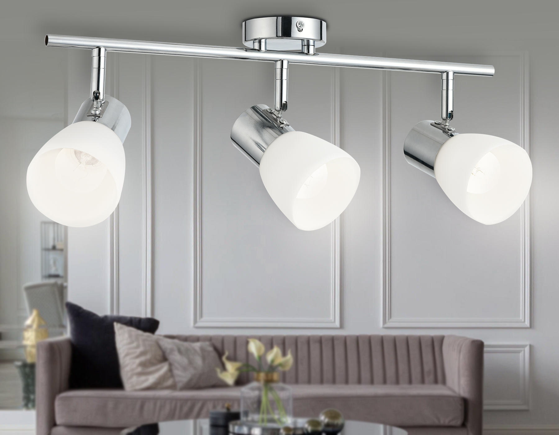 Настенно-потолочный спот TR3965/3 CH/FR хром/белый матовый E27*3 max 40W 460*82*200