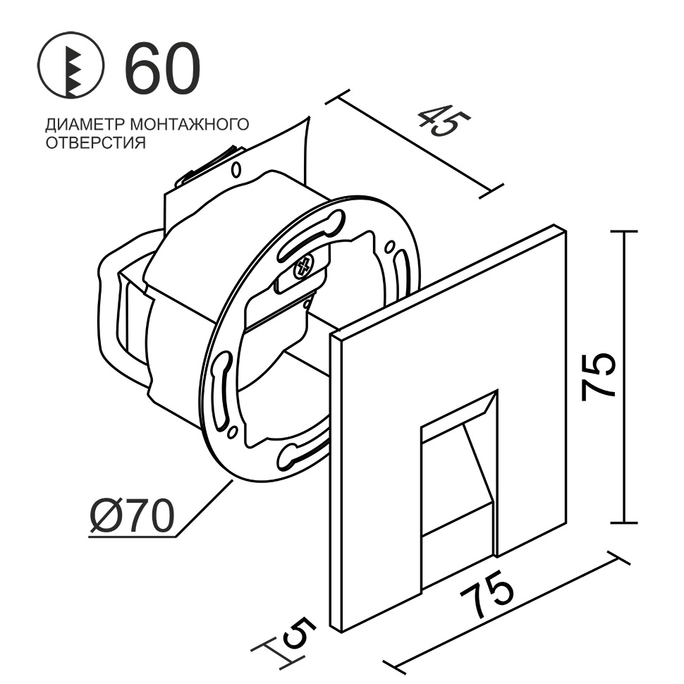 Встраиваемый светодиодный светильник для стен и ступеней Ledron KIT AGILE SQ White (3755)
