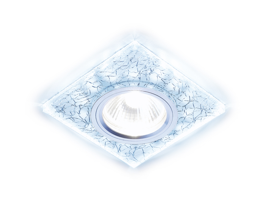 Встраиваемый точечный светильник MR16 со светодиодной подсветкой S227 W/CH/C белый/серебро/MR16+3W(LED COLD)