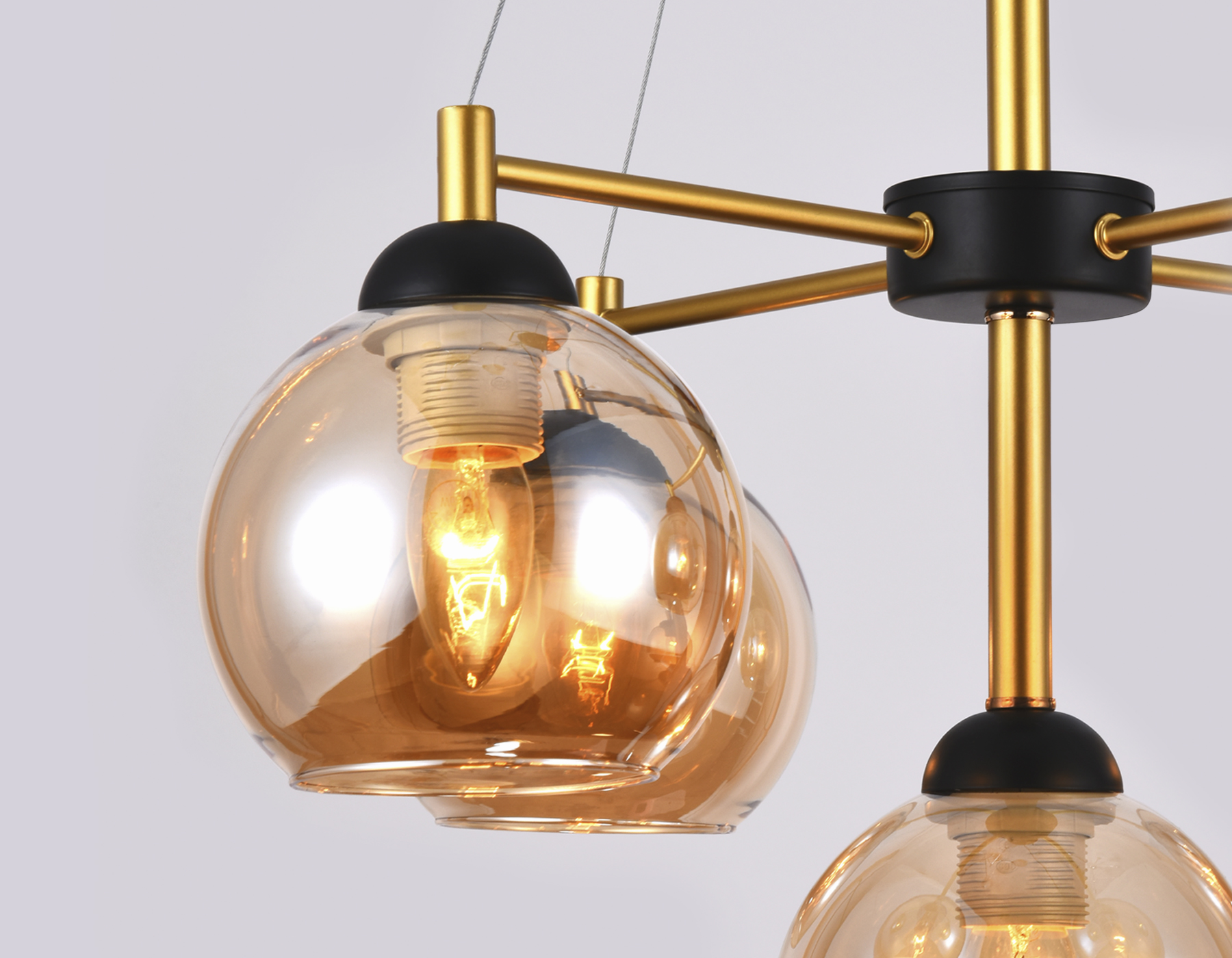 Подвесная люстра TR9026/5 BK/TI черный/янтарь E27 max 40W D580*600