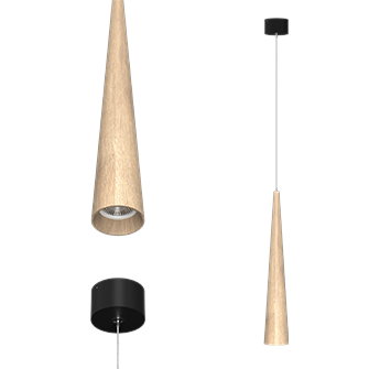 Подвесной накладной светильник WoodCone Black под сменную лампу (11076)