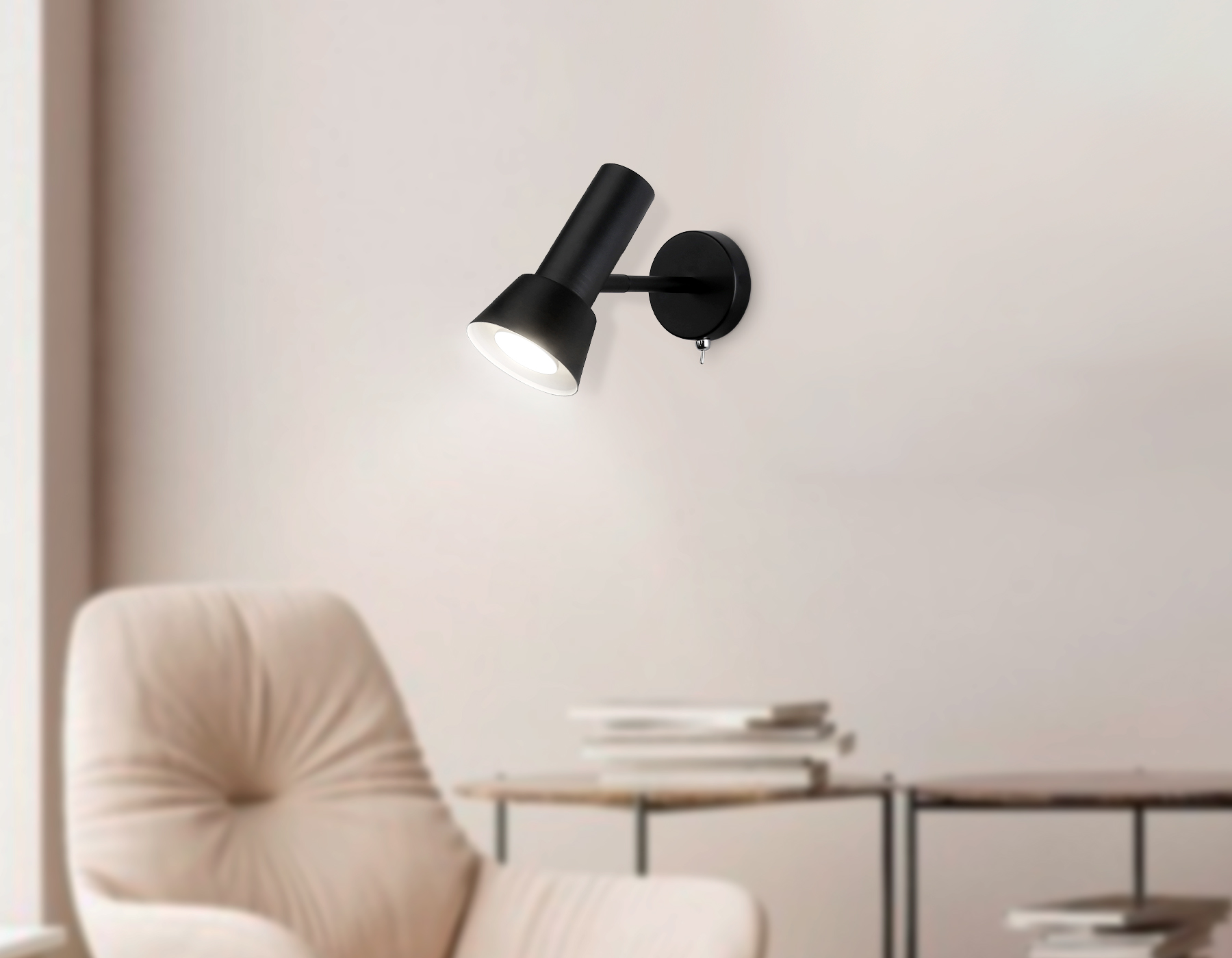 Настенный светильник с выключателем и сменной лампой GU10 TA13129 BK черный GU10 max 12W D85*L150*H240