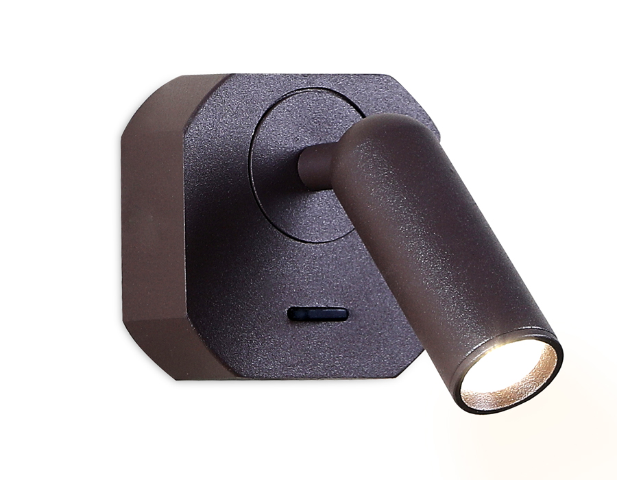 Настенный светодиодный светильник с выключателем FW283 SCF кофе песок LED 4200K 3W 66*66*65