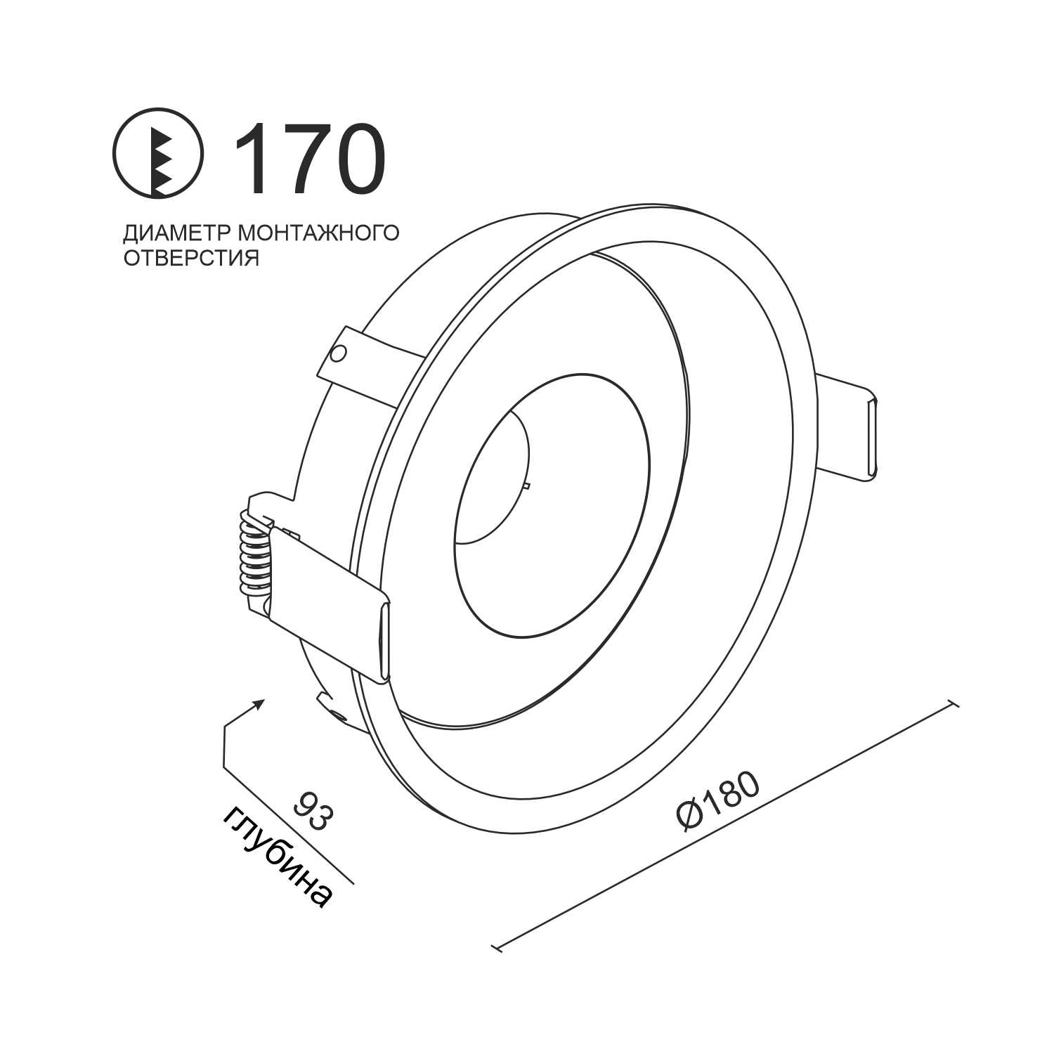 Встраиваемый поворотный светодиодный светильник Ledron KRIS IN Black-Gold (2225)