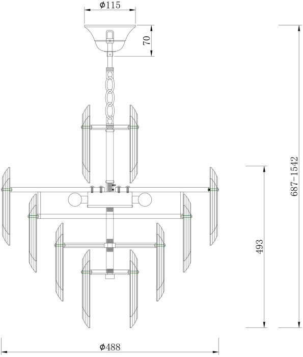 Подвесная люстра хрустальная Flare DIA200PL-06G (dia200pl-06g)