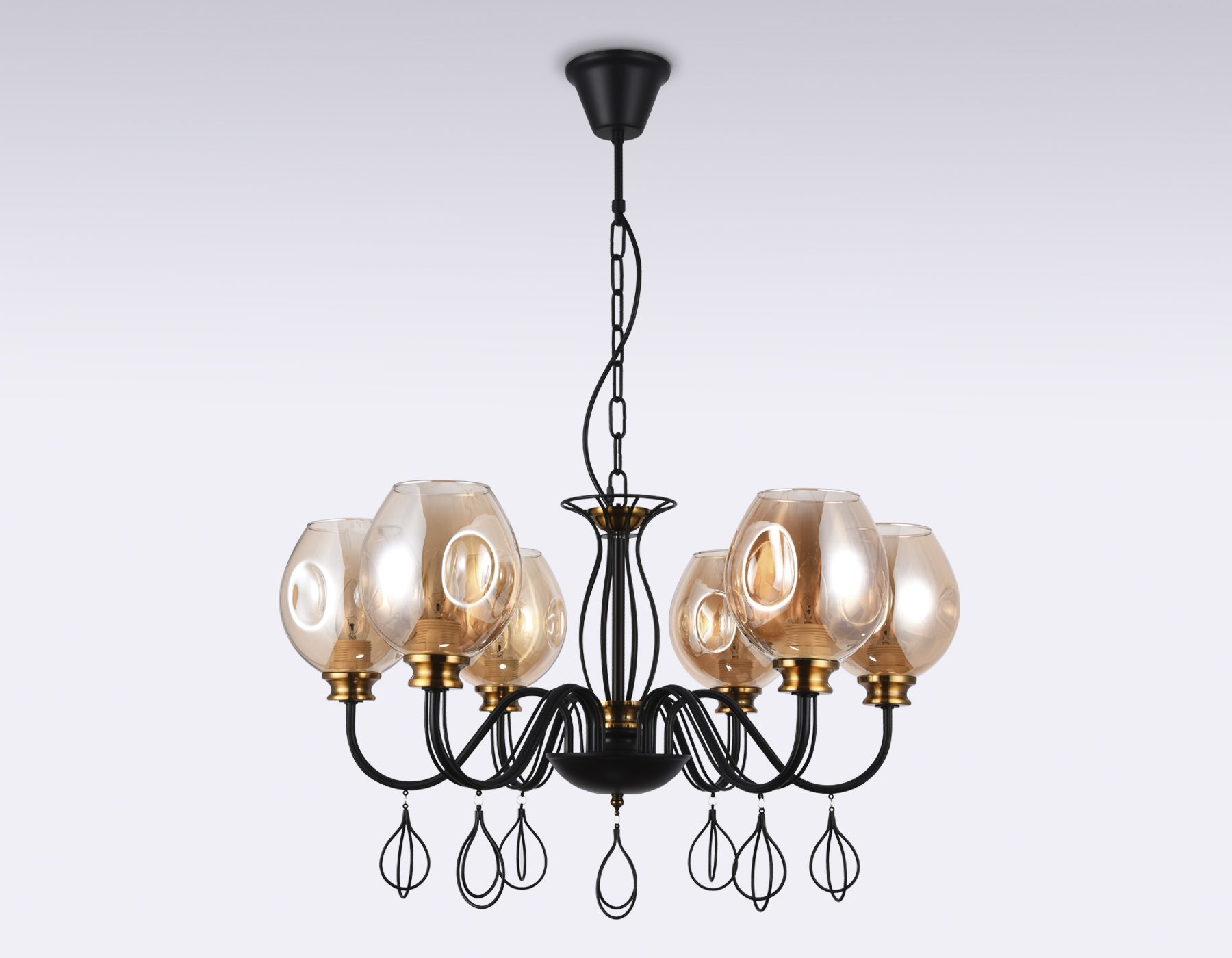 Подвесная люстра TR9055/6 BK/TI черный/янтарь E27 max 40W D700*850