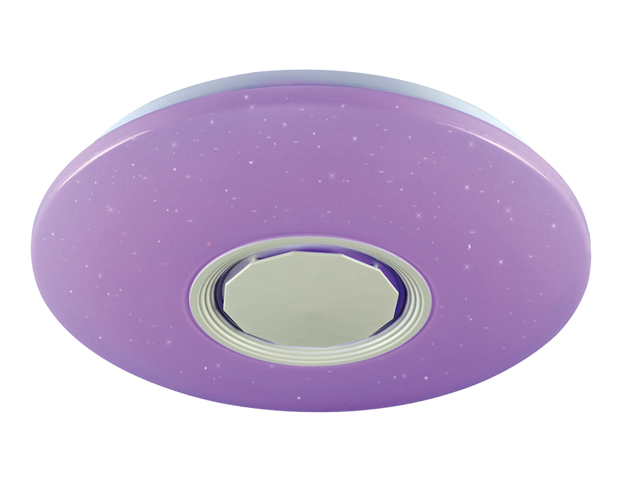 Музыкальный светодиодный светильник c подсветкой RGB FF201 WH/CH белый/хром 72W D495*85 (ПДУ ИК)