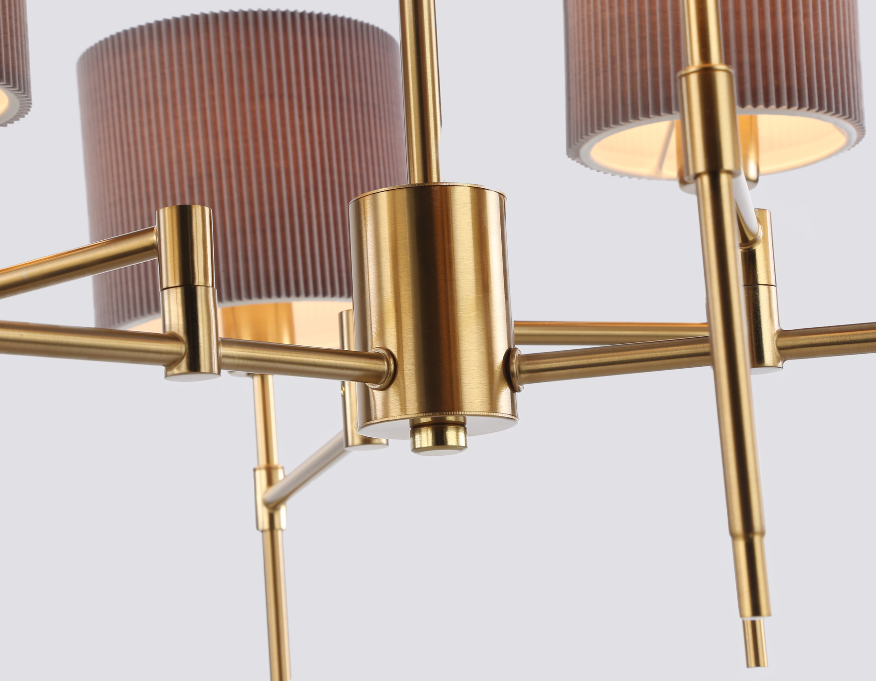 Люстра на штанге с абажурами LH72381/6 BS/GR латунь/серый E14*6 max 40W D690*705