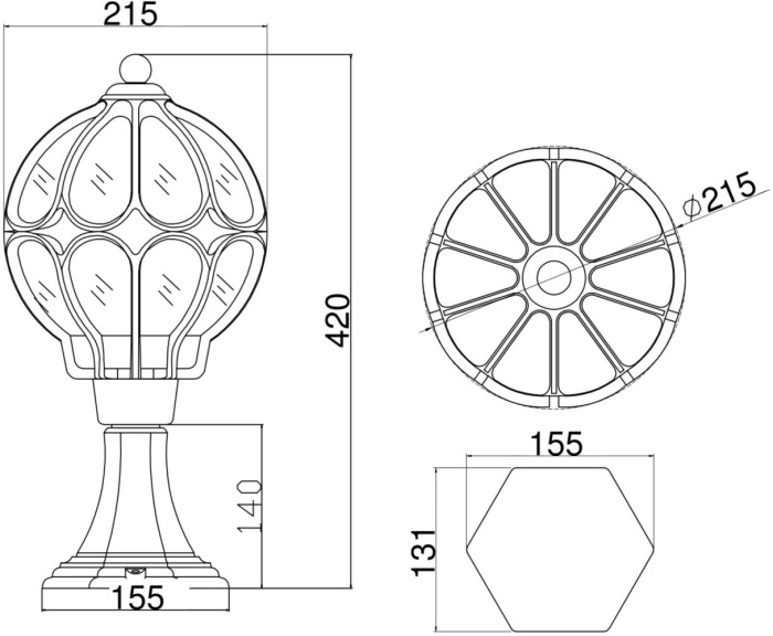 Наземный фонарь IP44 Maytoni Via O024FL-01G (o024fl-01g)