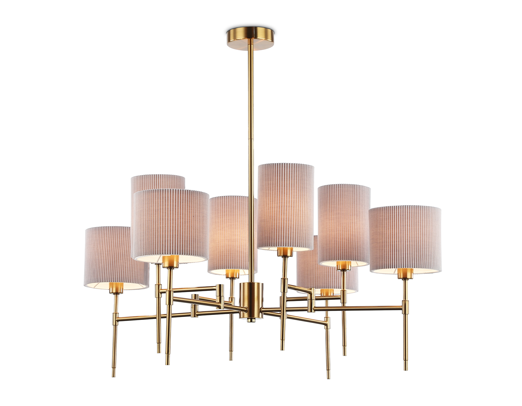 Люстра на штанге с абажурами LH72383/8 BS/GR латунь/серый E14*8 max 40W D810*705