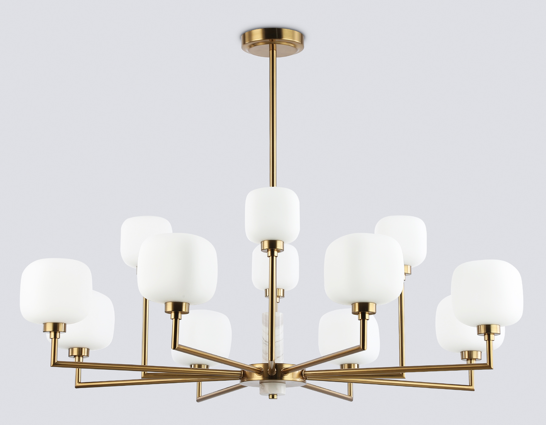 Люстра на штанге с мрамором LH53019/12 BS/FR латунь/белый матовый G9*12 max 40W D910*680