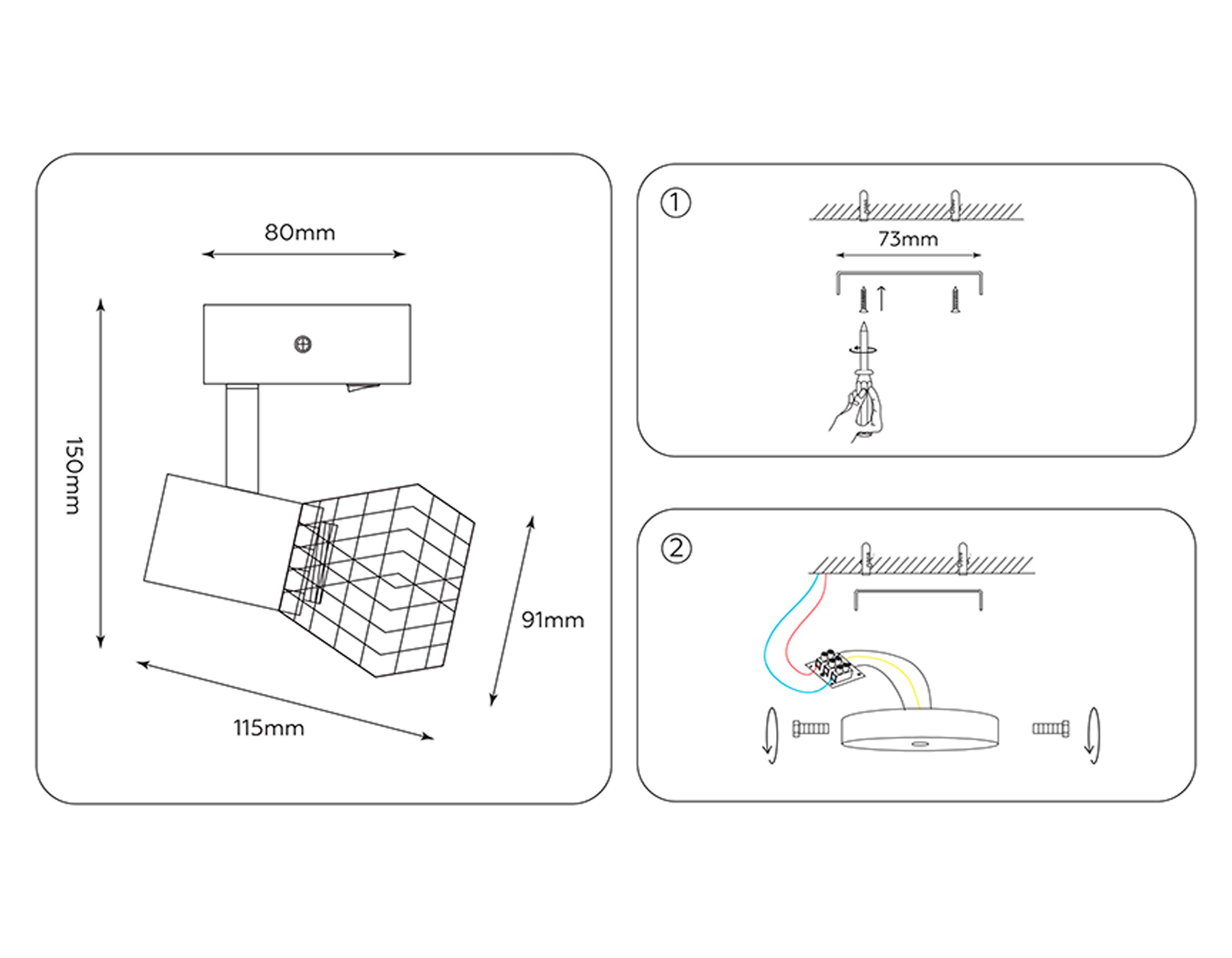Накладной спот с выключателем в стиле лофт TR8620 BK/CH черный/хром E27 max 40W 115*91*150