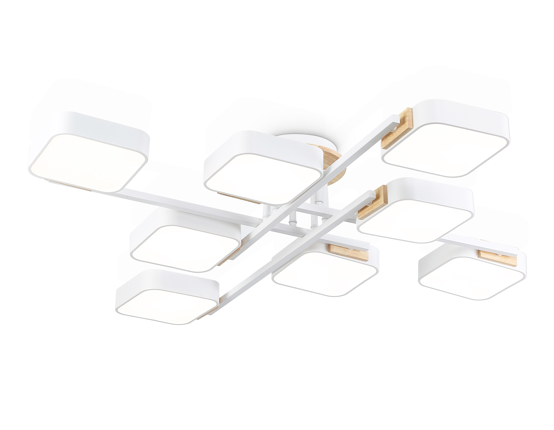 Люстра светодиодная на штанге FL4888/8 WH/WD белый/дерево 144W 3000-6000K 960*960*160 (без ПДУ)