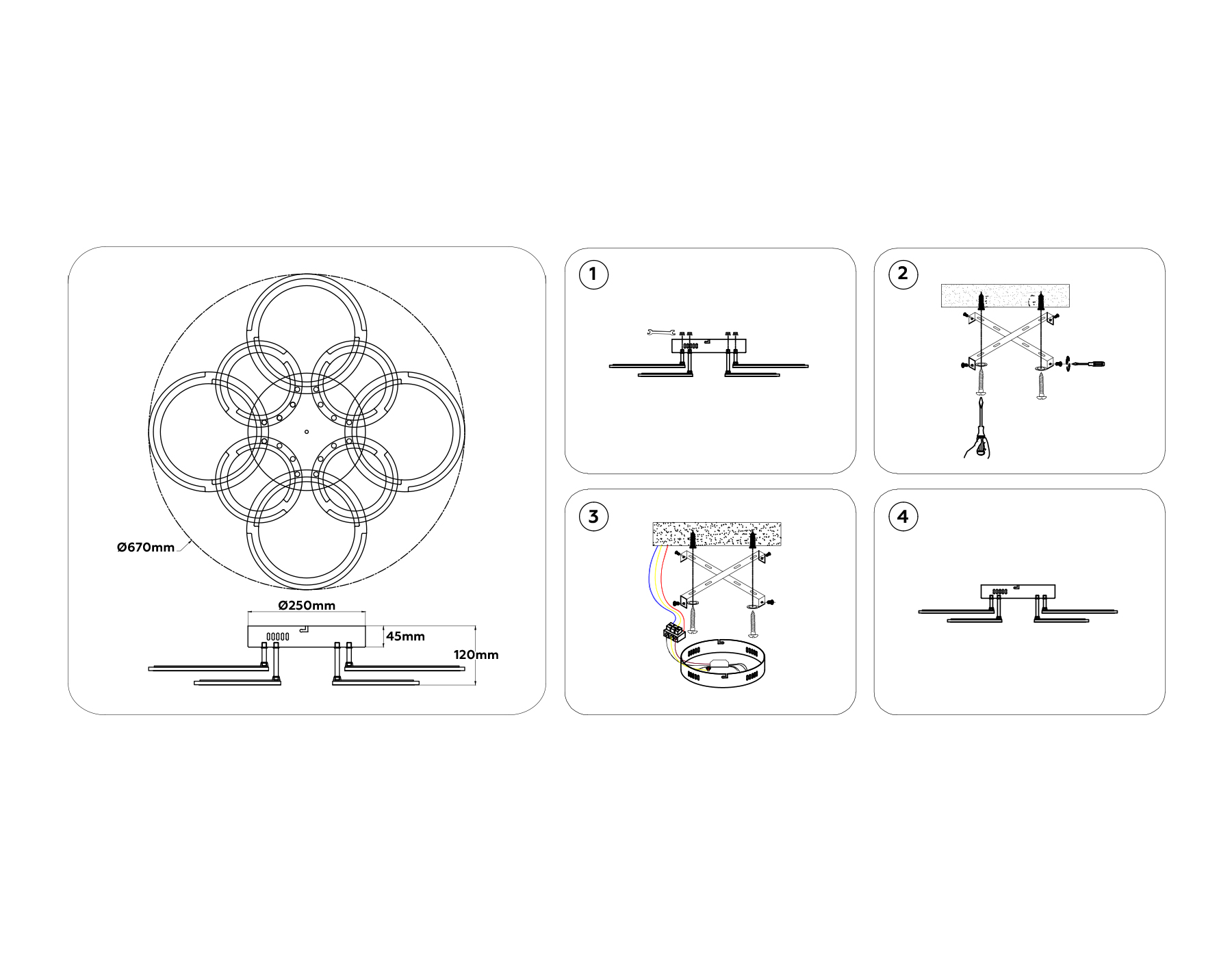 Светильник светодиодный потолочный FA8945/4+4 WH белый 106W 3000-6000K D670*120 (ПДУ ИК)