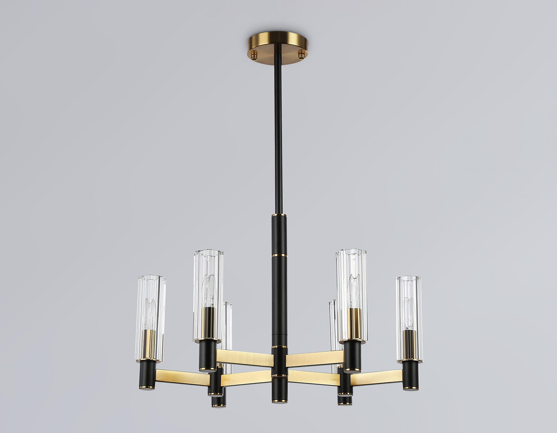 Люстра на штанге LH55511/6 BK/BS/CL черный/латунь/прозрачный E14*6 max 40W D570*760