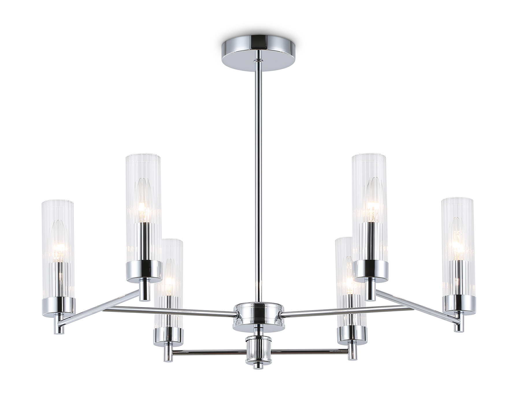 Люстра со стеклянными плафонами на штанге LH55151/6 CH/CL хром/прозрачный E14/6 max 40W D675*520