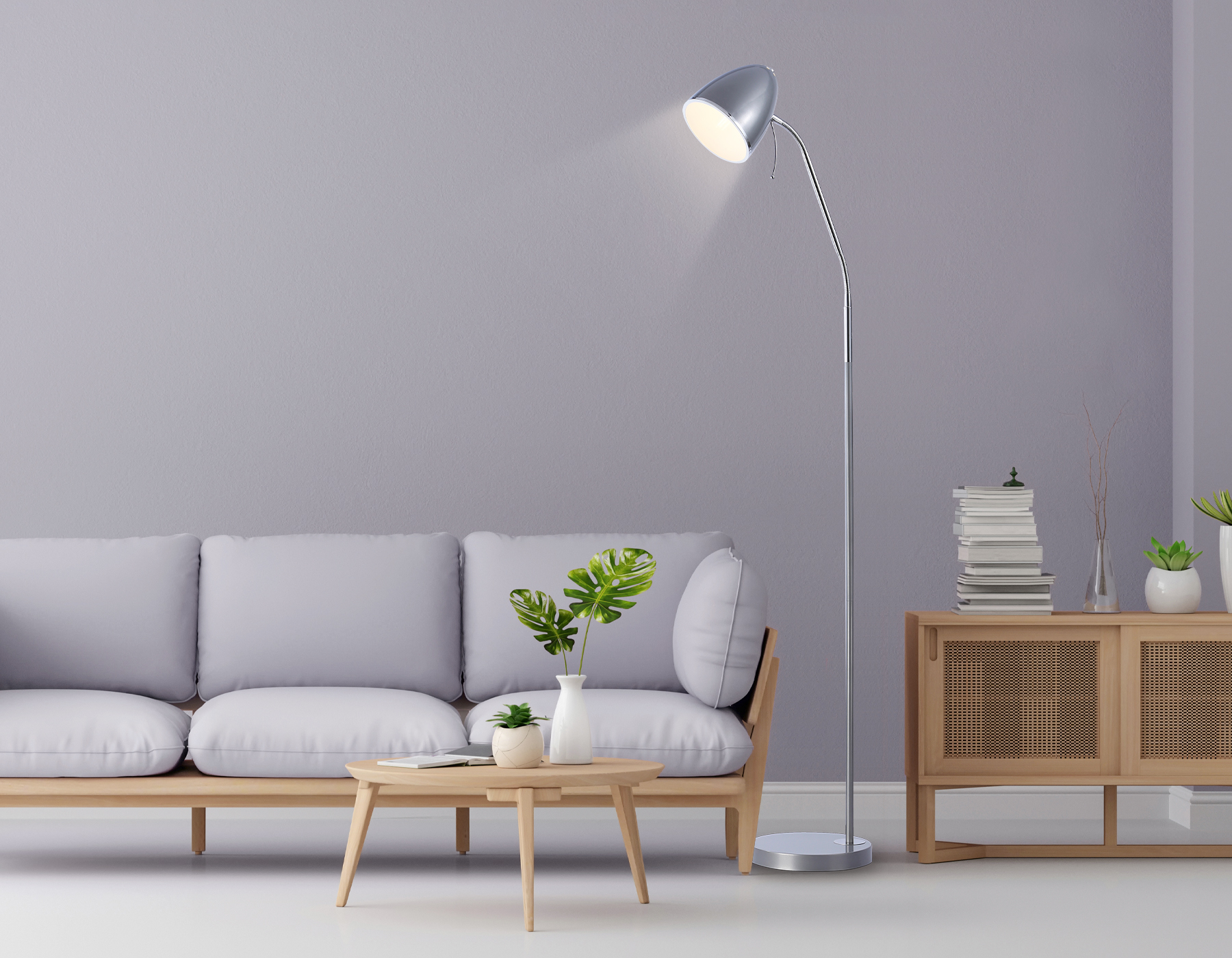 Светильник напольный с выключателем на проводе TR97685 SL серебро E27 max 40W D150*1540