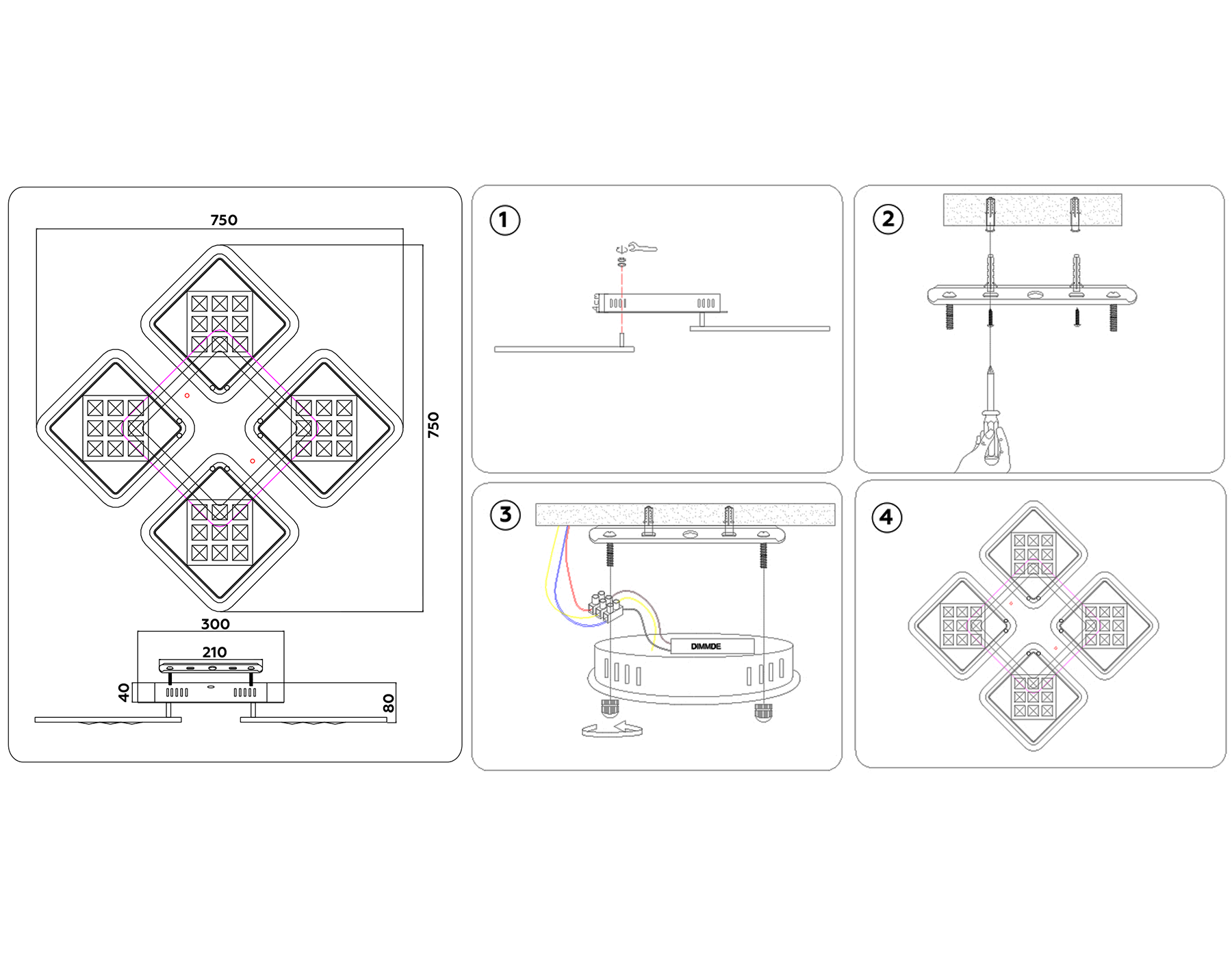 Потолочный светодиодный светильник с пультом FA287/4 CF/TI кофе/янтарь 116W 750*750*80 (ПДУ РАДИО 2.4G)