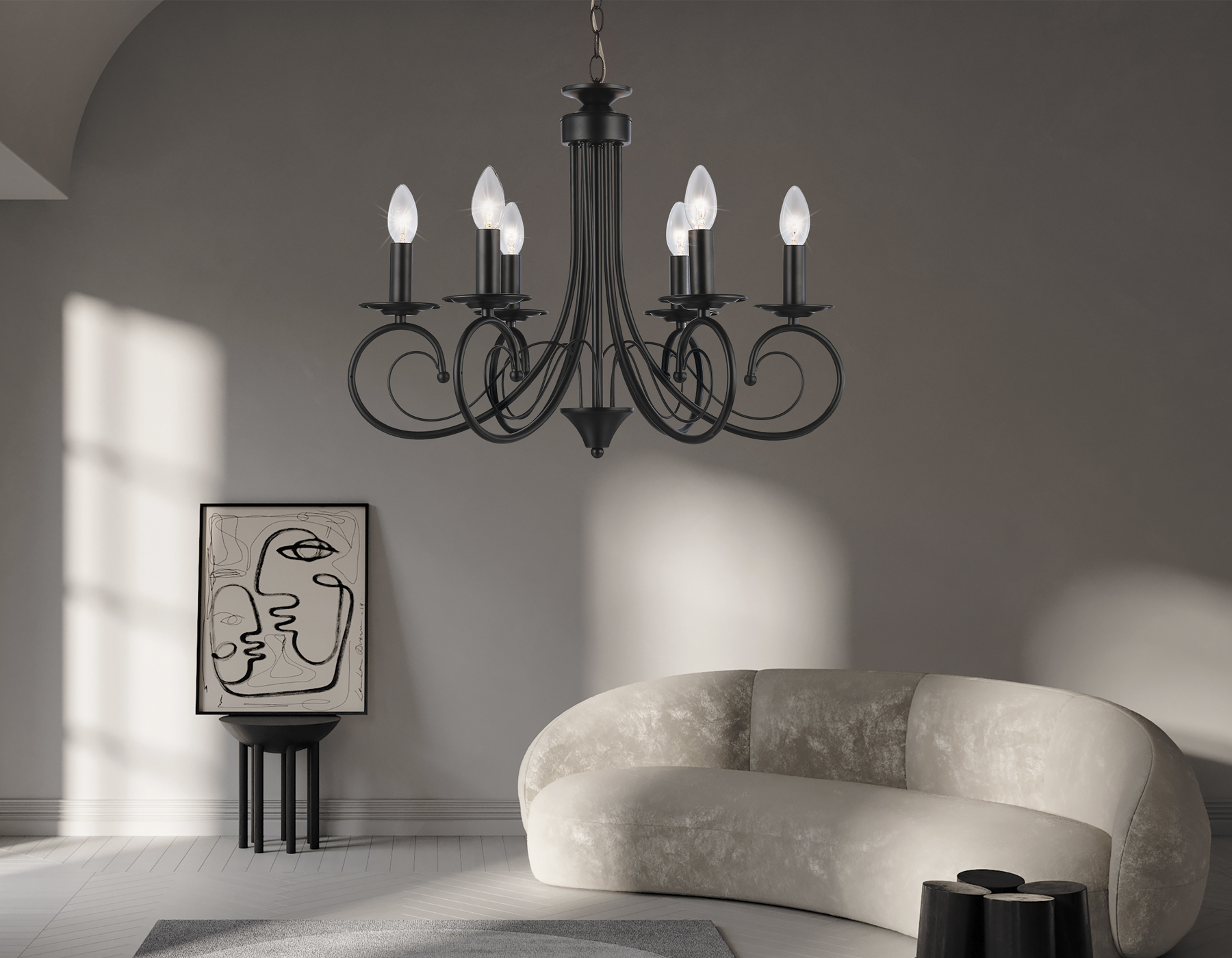 Подвесная люстра TR9612/6 BK черный E14/6 max 40W D560*650