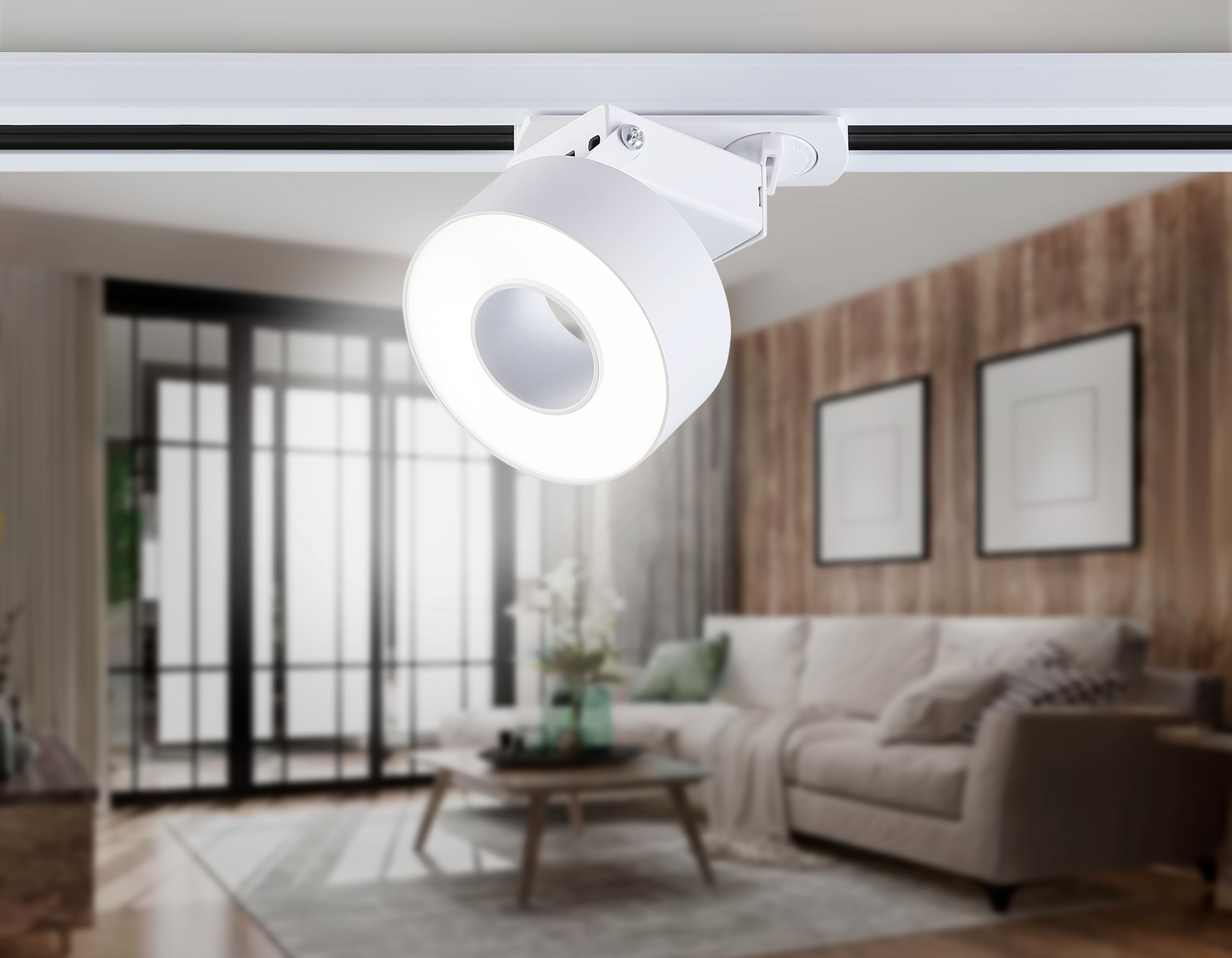 Трековый однофазный светодиодный светильник GL6861 WH белый LED 10W 4200K D75*80