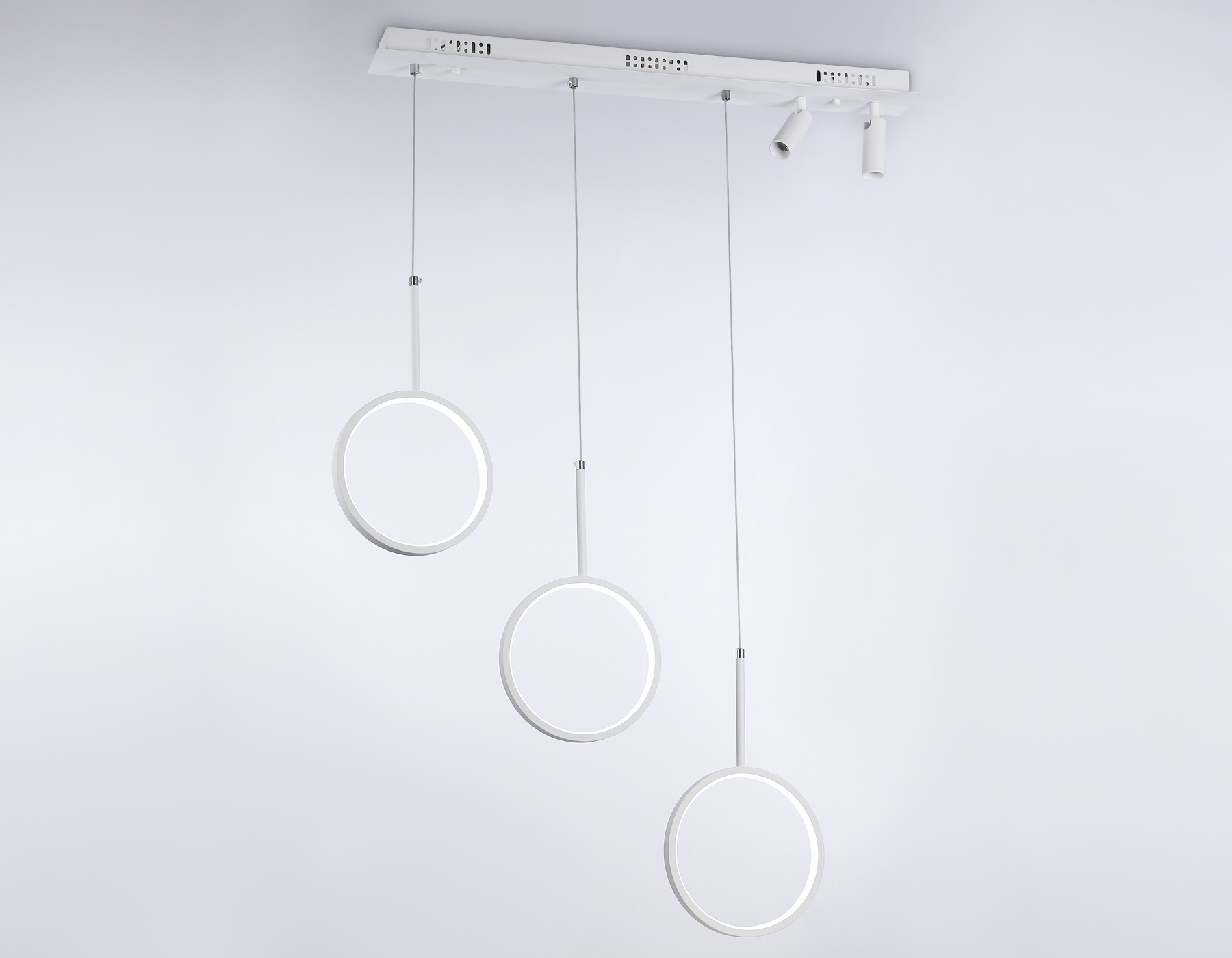 Подвесной светодиодный светильник с пультом FL5277/3+2 WH белый 59W 3000K/4200K/6400K+4200K 800*200*1200 (ПДУ ИК)