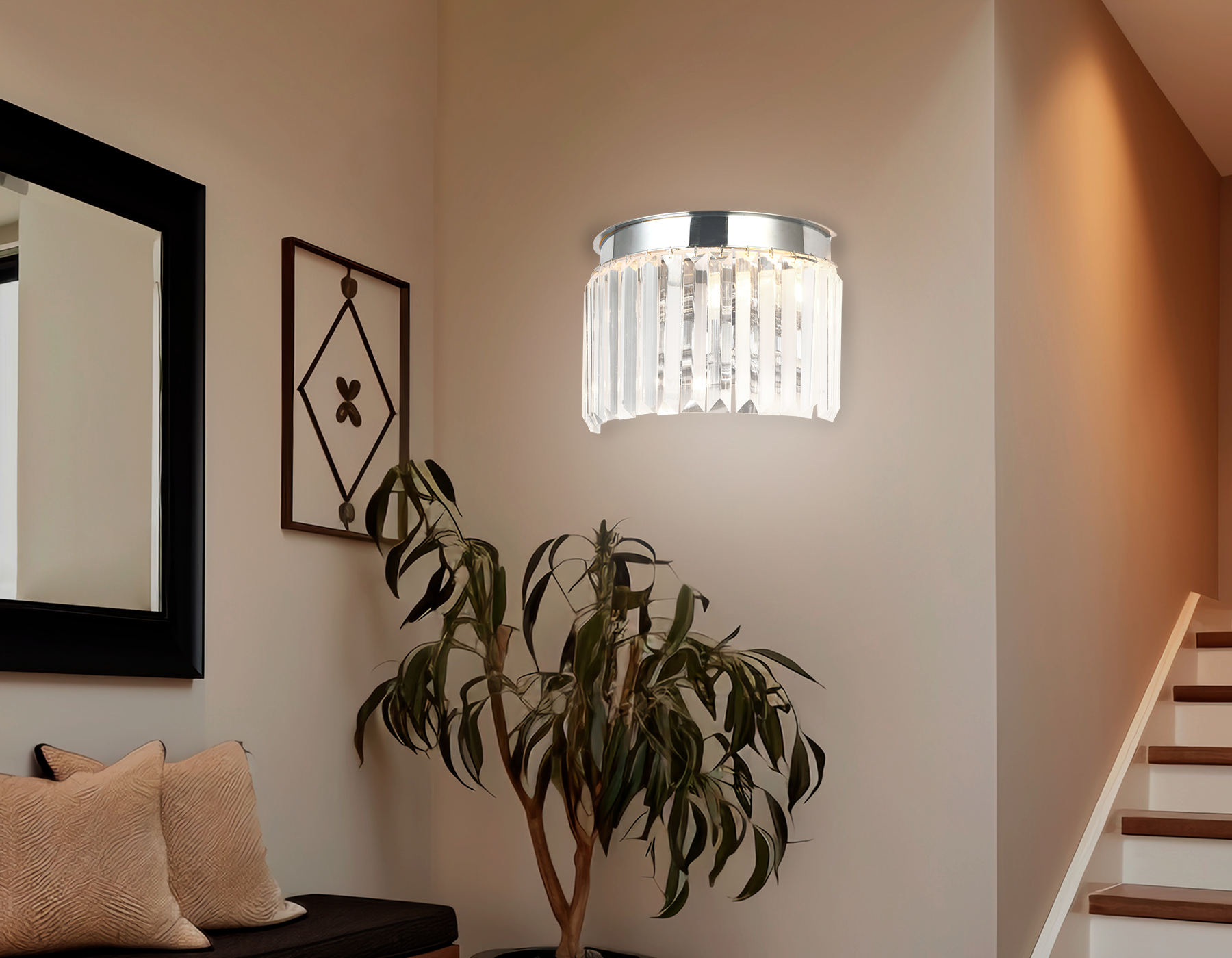 Настенный светильник с хрусталем TR5105/2 CH/CL хром/прозрачный E14/2 max 40W 260*190*150