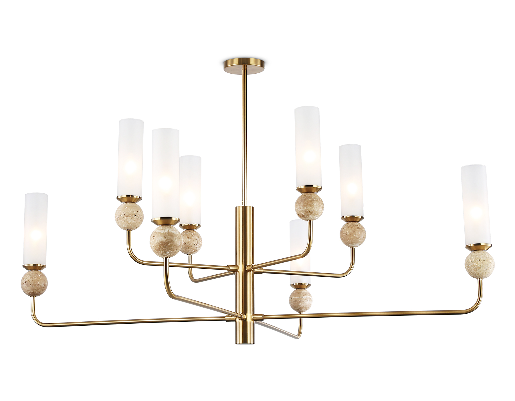 Люстра на штанге с мрамором LH53252/8 BS/FR латунь/белый матовый E14*8 max 40W D1260*1445