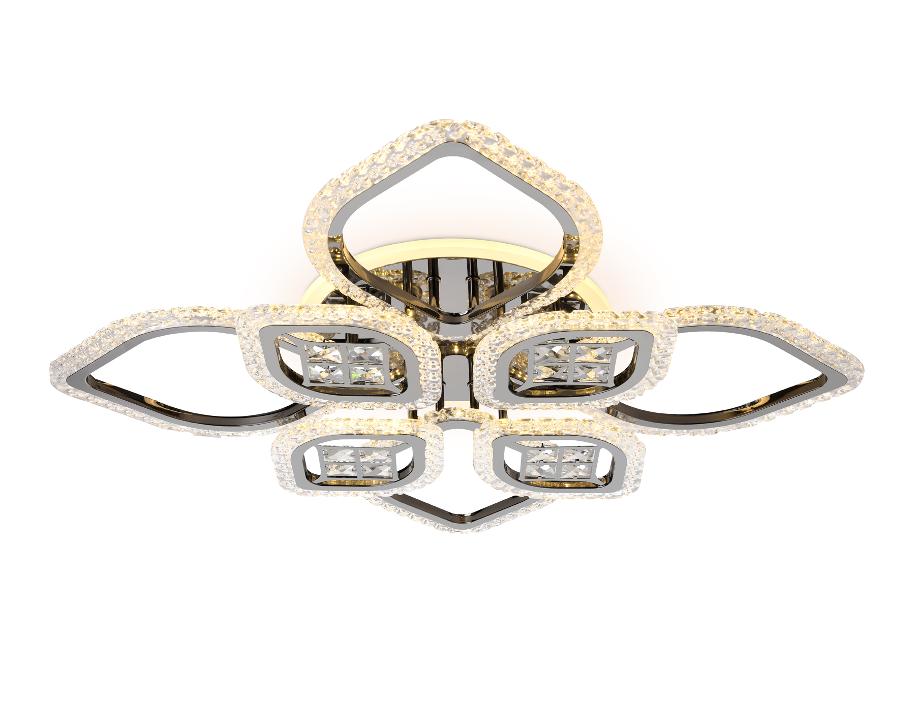 Потолочный светодиодный светильник с пультом FA283/4+4 CH хром 147W 750*750*120 (ПДУ РАДИО 2.4G)