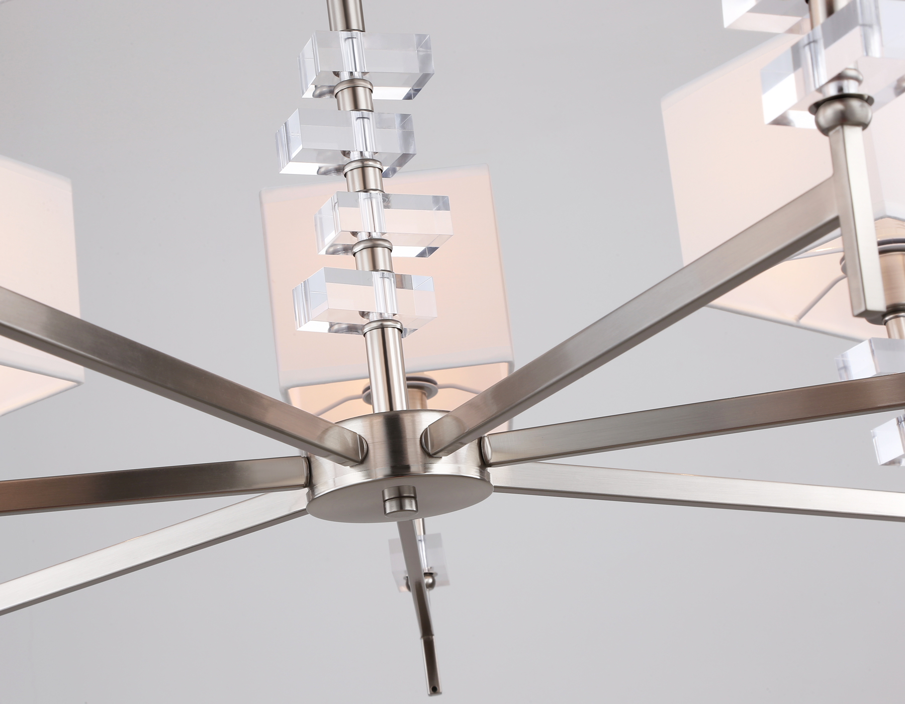 Подвесная люстра с абажурами LH71323/7 SN/WH никель/белый E14/7 max 40W D860*850